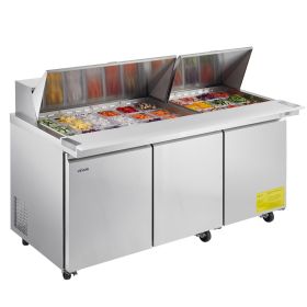 72"W Commercial Refrigerator, 18.7 Cu. Ft Sandwich Prep Refrigerated Table, Mega Top Food Prep Fridge with 30 Pans and Cutting Board 72"W Commercial Refrigerator, 18.7 Cu. Ft Sandwich Prep Refrigerated Table, Mega Top Food Prep Fridge with 30 Pans and Cutting Board